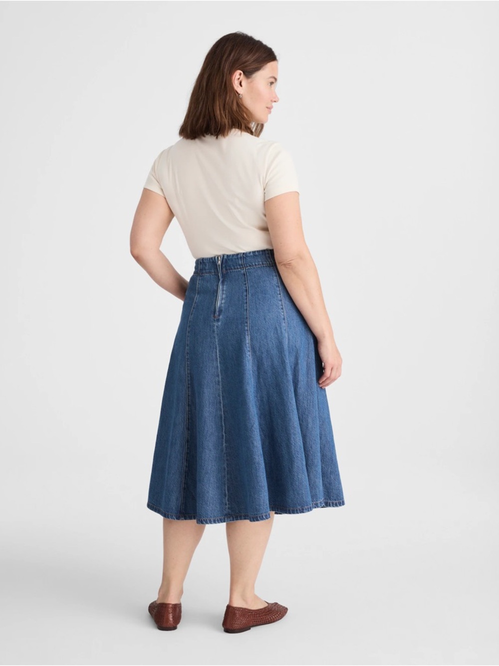 Madewell Plus Flared Denim Midi Skirt: Airy Denim Edition Size 20W - Picture 3 of 6